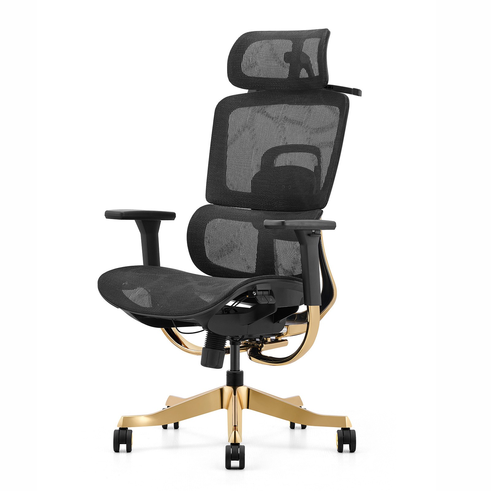 Fotel ergonomiczny ANGEL biurowy obrotowy Glamour Gold – zdjęcie 1
