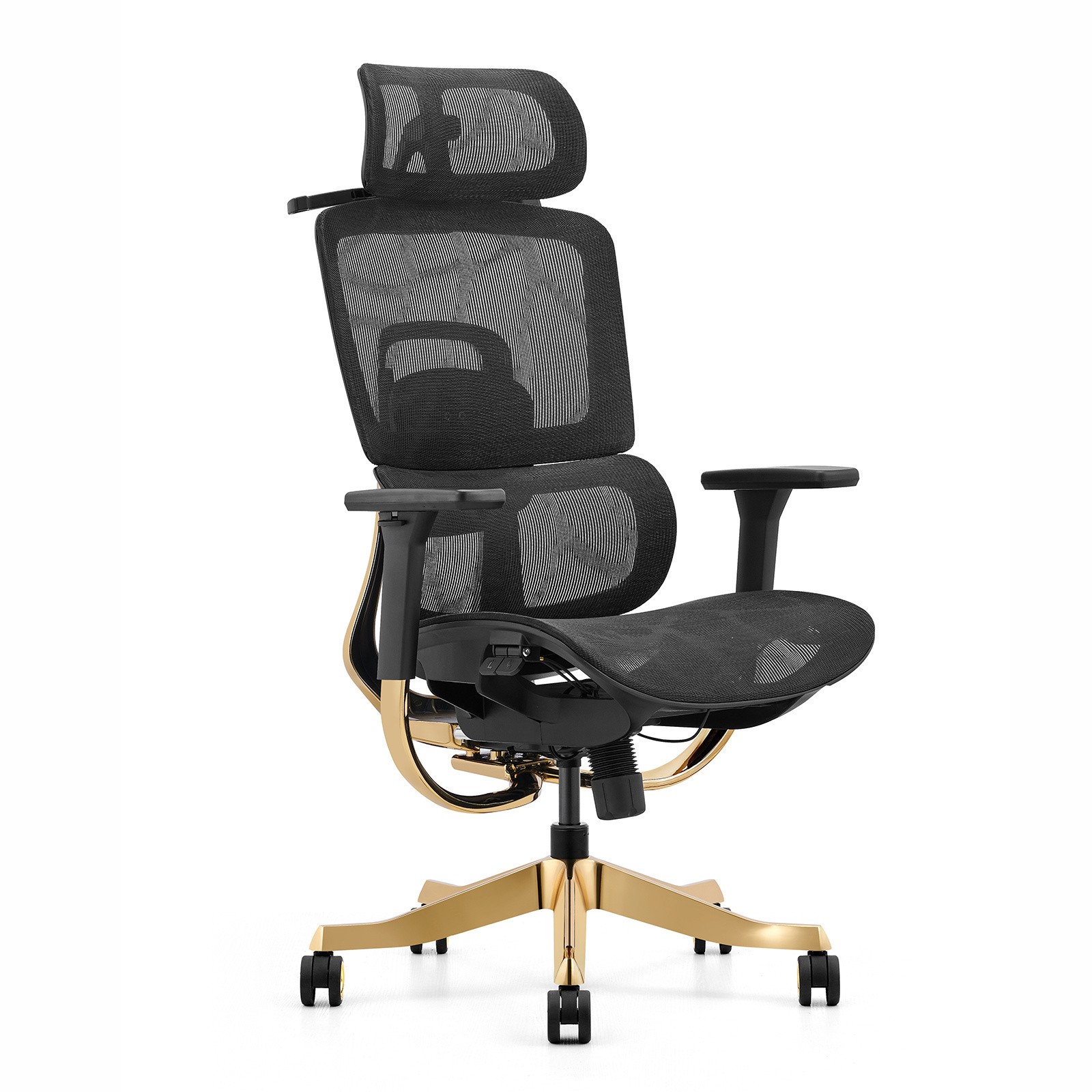 Fotel ergonomiczny ANGEL biurowy obrotowy Glamour Gold – zdjęcie 2