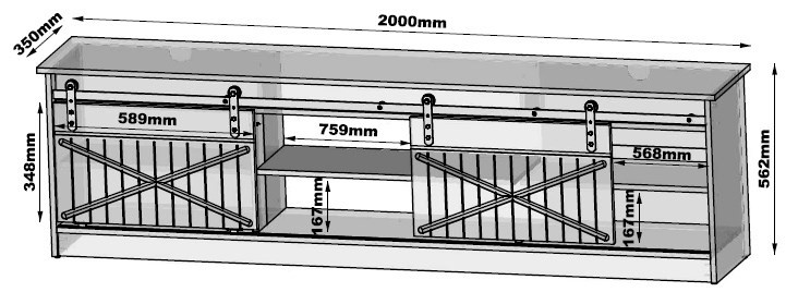 Szafka RTV GRANERO 200x56,7x35 czarny/czarny poł – zdjęcie produktu