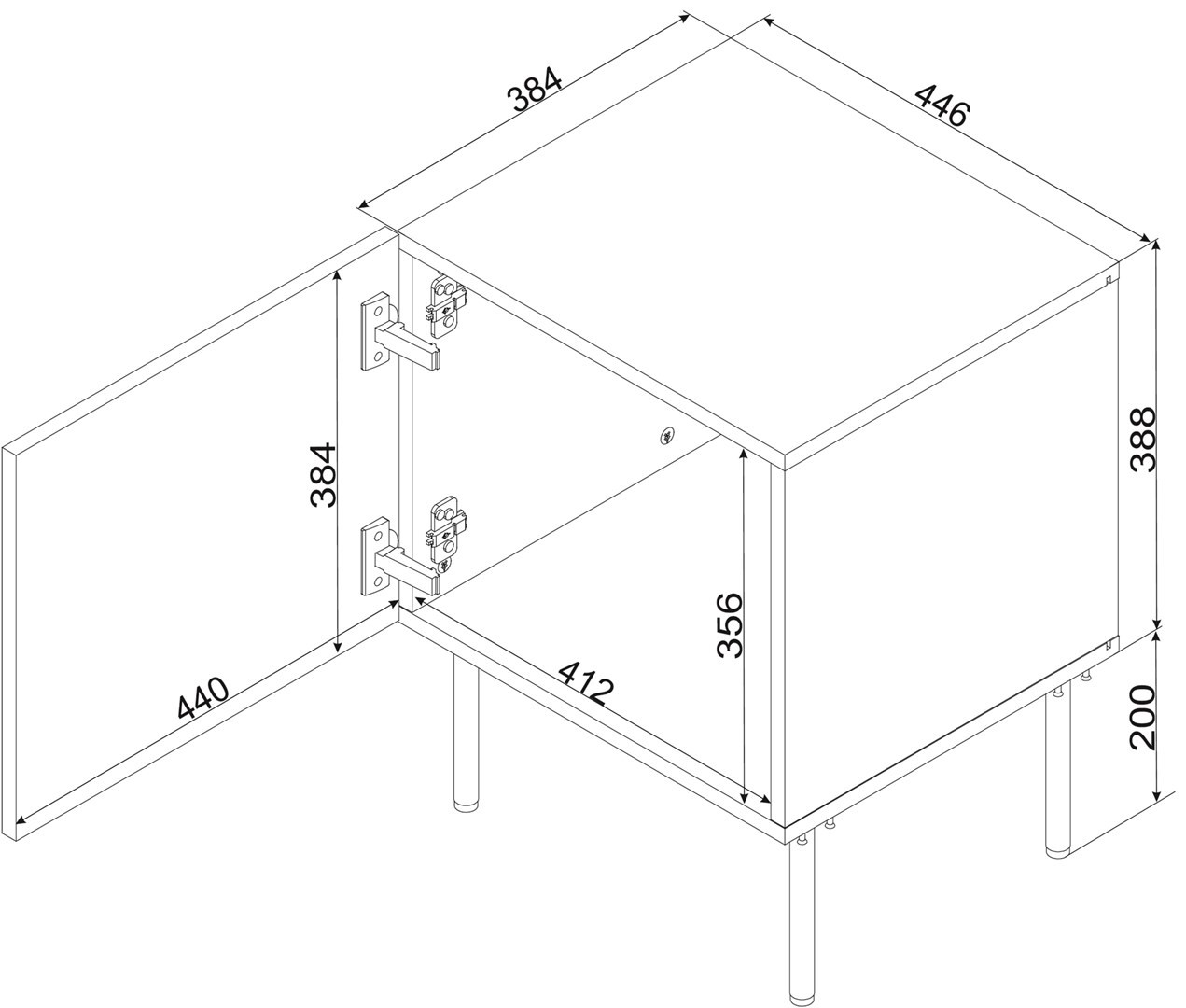 Szafka nocna 2sz PALAZZO BIS 45x39xH59 biały mat – zdjęcie produktu