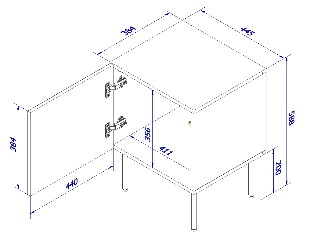 Szafka nocna 2szt. PALAZZO 44,5x40x59 czarny + dąb craft – zdjęcie produktu