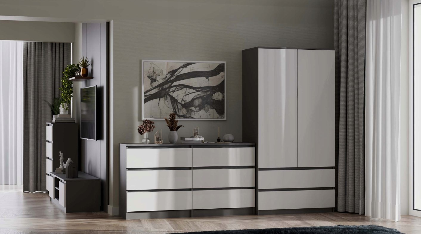 SZAFA MALWA SS-90 ANTRACYT / BIEL KOMPLET – zdjęcie produktu