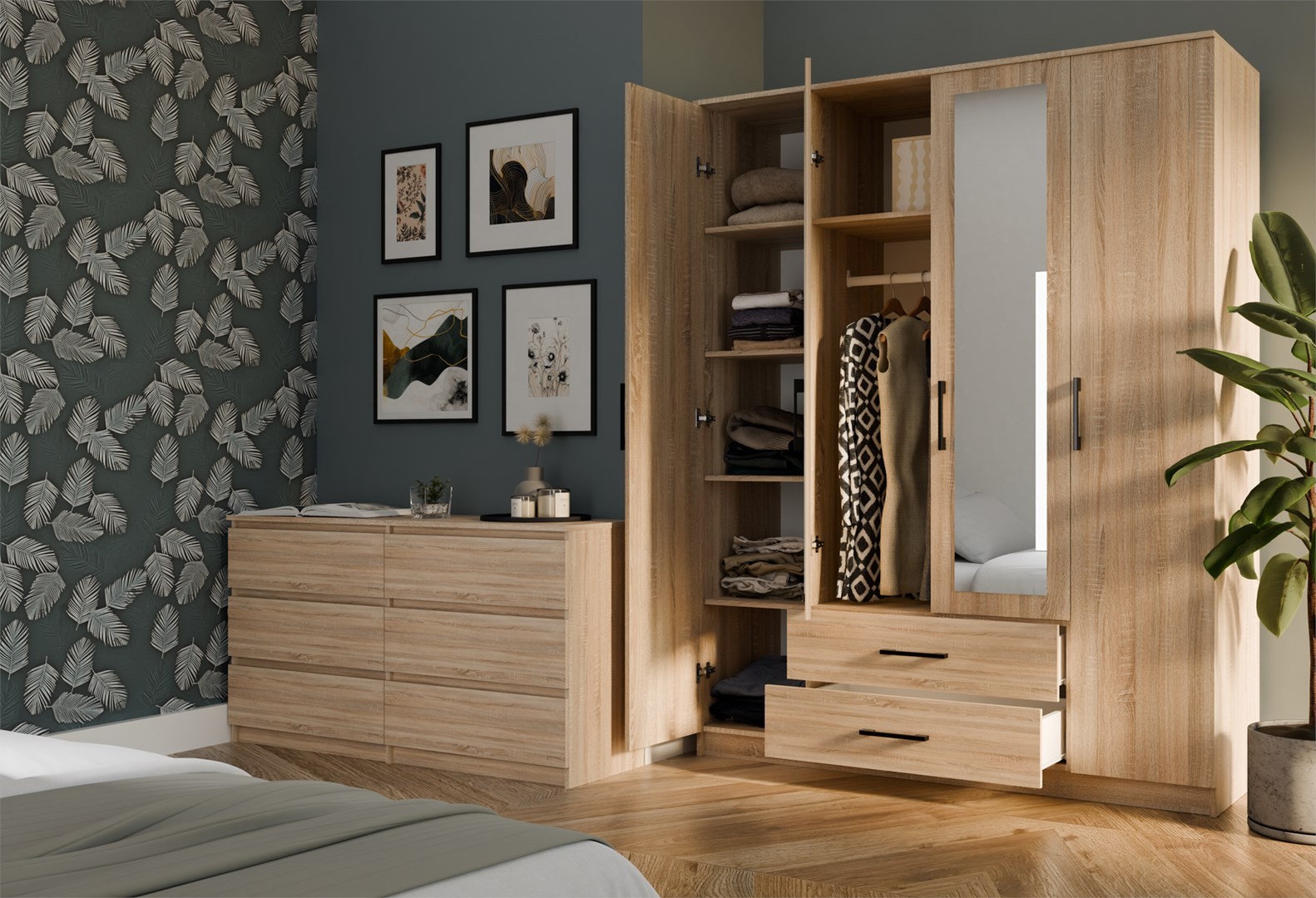 SZAFA ROMANA 160X205 SONOMA Z LUSTREM – zdjęcie produktu
