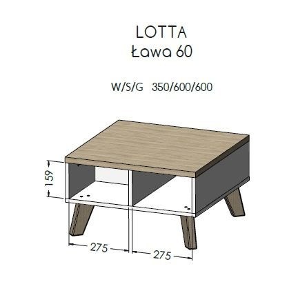 Ława LOTTA 60 wotan + czarny mat — widok 2
