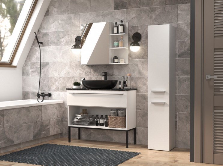 Szafka łazienkowa NEL II 31x30xH174 biel mat – zdjęcie produktu