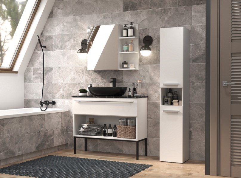 Szafka łazienkowa NEL III 31x30xH174 biel mat – zdjęcie produktu