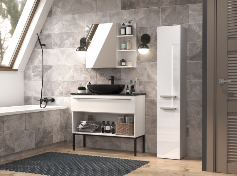 Szafka łazienkowa NEL II 31x30xH174 biel połysk – zdjęcie produktu