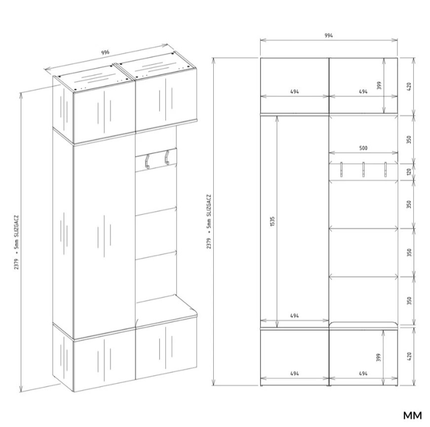 GARDEROBA HAGA II 1SZ1W KASZMIR – zdjęcie produktu